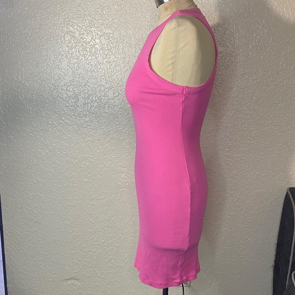 SKIMS Bright Pink Ribbed Mini fitted Dress - Picture 3 of 10